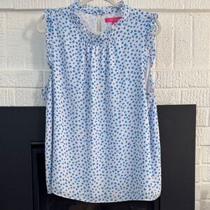 Lilly Pulitzer Cambria Blouse Zanzibar Blue Lilly Dot XL